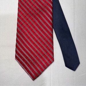 TOMMY HILFIGER 100% Silk Neck Tie Red Tartan Plaid Dual Print 58”x3.5”